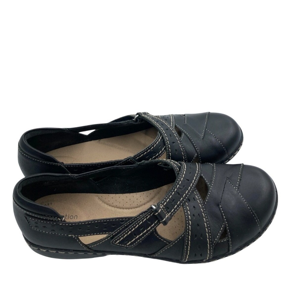 Clarks Collection Black Ashland Spin Q Closed Toe Ultimate Comfort Slip On Sz 11